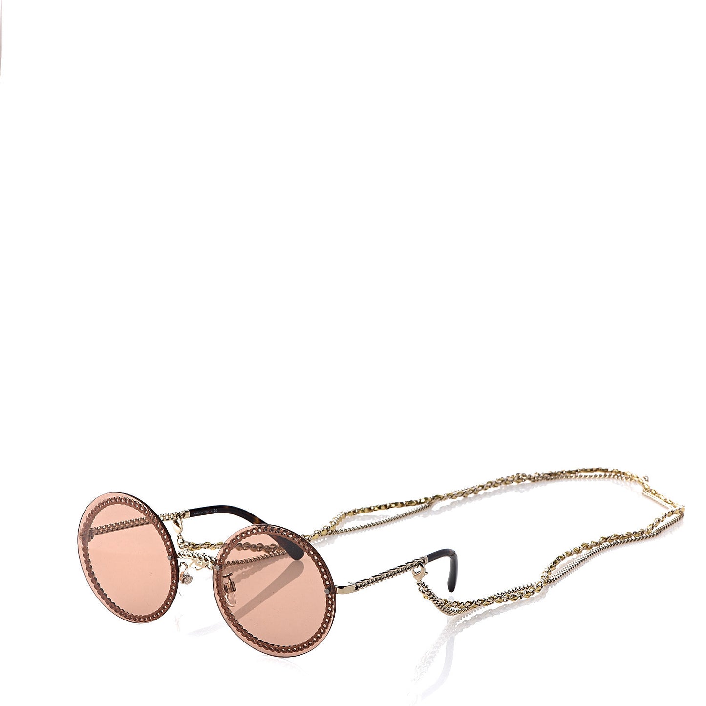 Chain Round Sunglasses 4245 Brown Gold