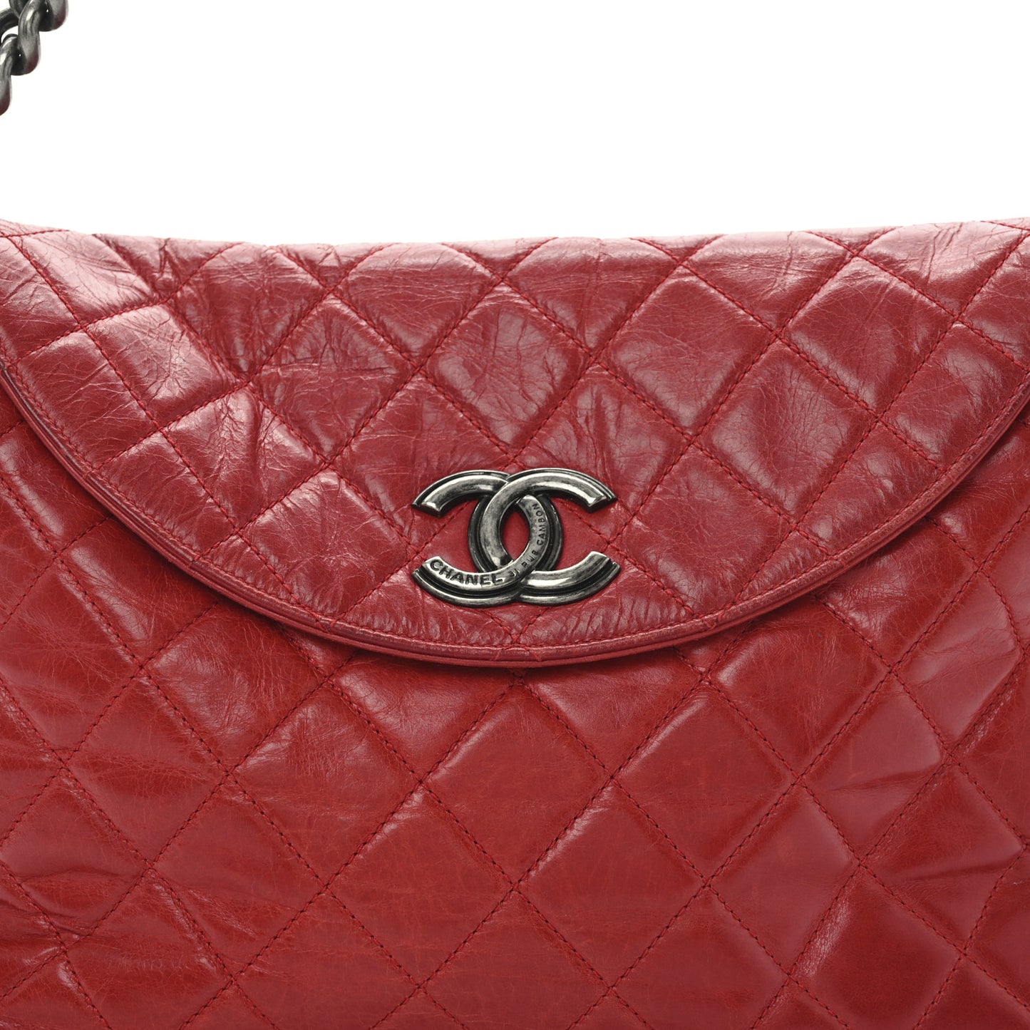 Glazed Calfskin Hobo Red