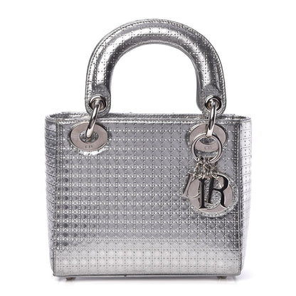 Christian Dior Metallic Patent Micro-Cannage Mini Lady Dior Silver 1 of 9