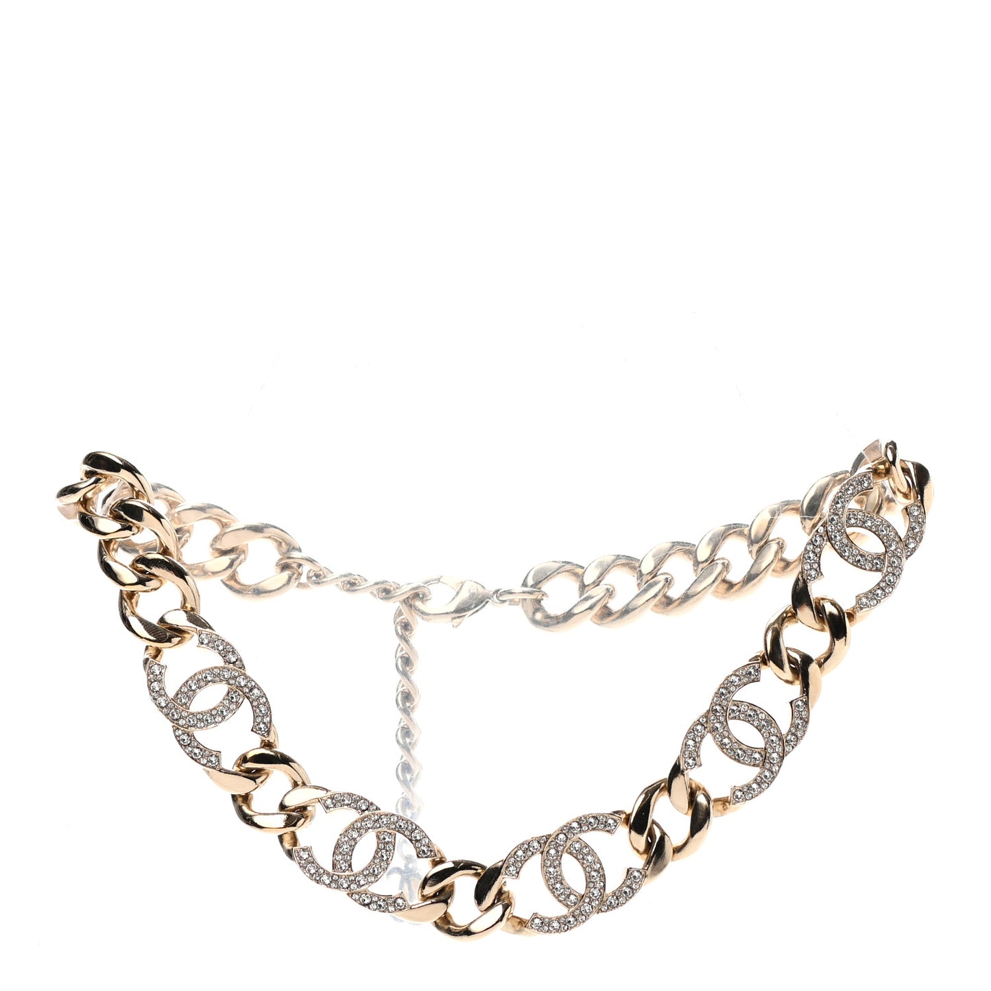Crystal CC Chain Link Choker Necklace Gold