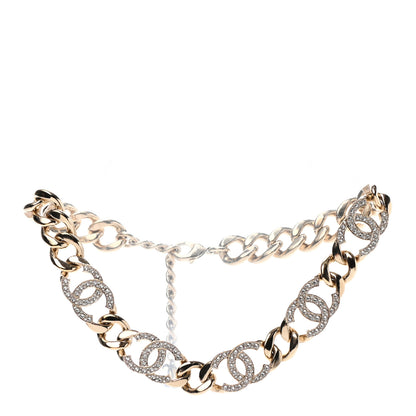 Chanel Crystal CC Chain Link Choker Necklace Gold 3 of 5
