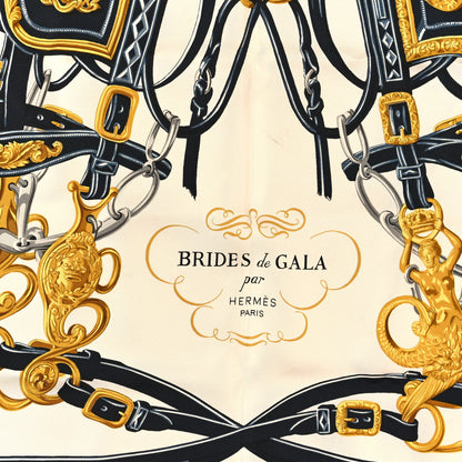 Hermes Silk Brides De Gala Scarf 90 Black Creme Gold 2 of 4