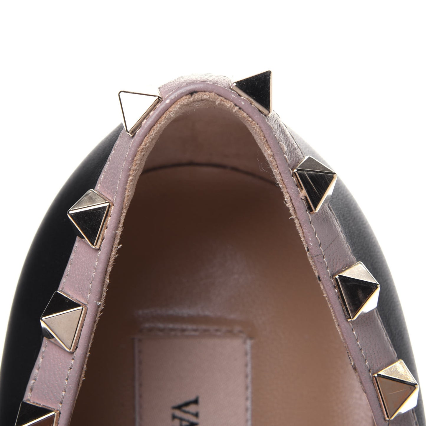 Calfskin Nappa Rockstud Ballerina Flats 37.5 Black Poudre