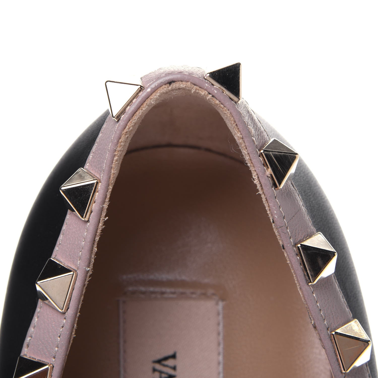 Valentino Garavani Calfskin Nappa Rockstud Ballerina Flats 37.5 Black Poudre 12 of 12