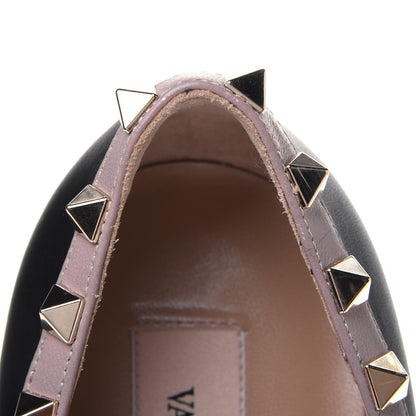 Valentino Garavani Calfskin Nappa Rockstud Ballerina Flats 37.5 Black Poudre 12 of 12