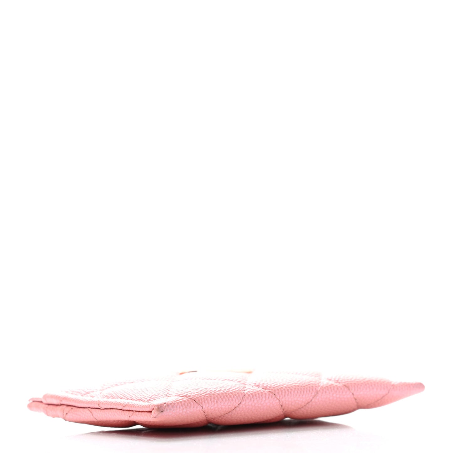 Iridescent Caviar Quilted Card Holder Rose Pink