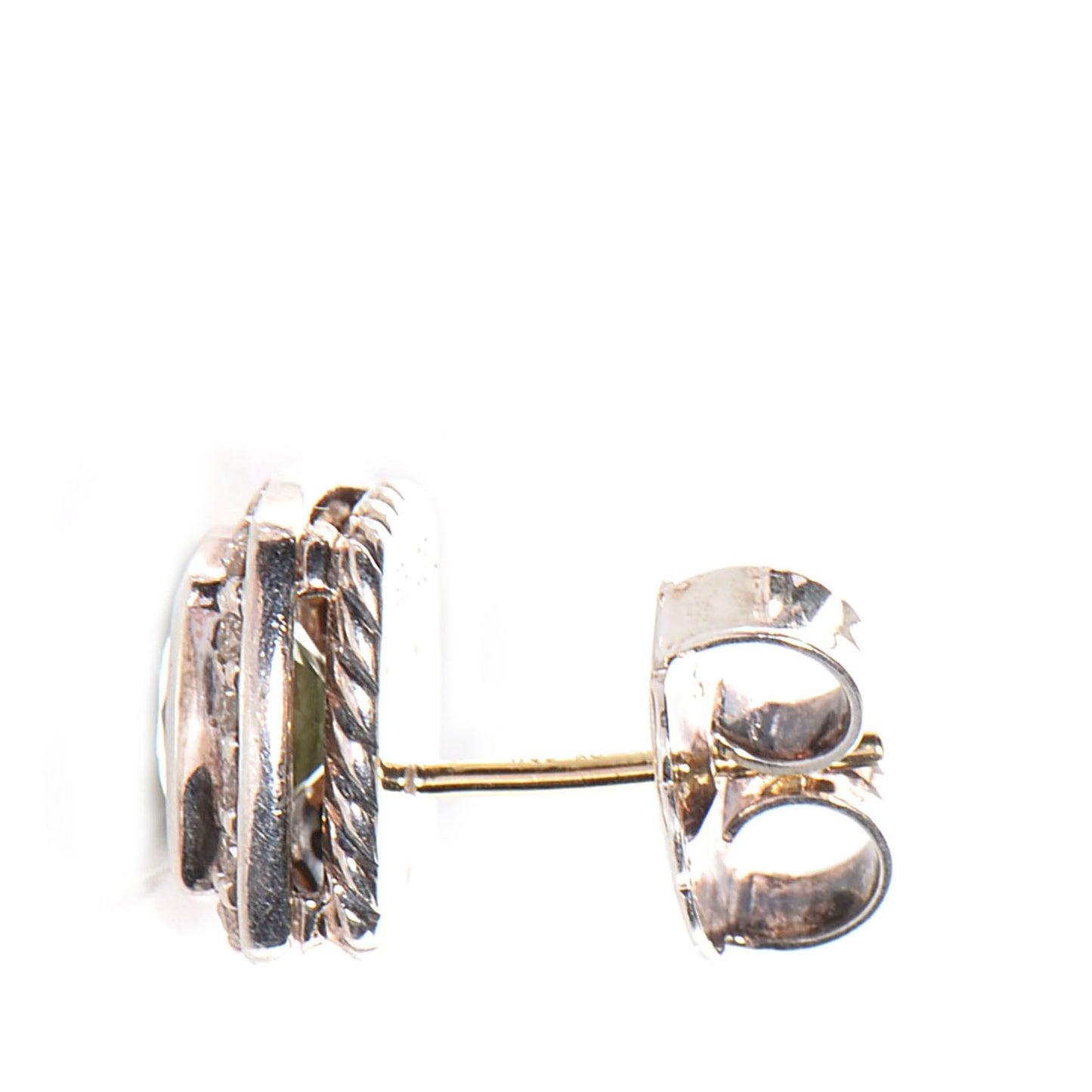 Sterling Silver Diamond Prasiolite 7mm Petite Albion Earrings