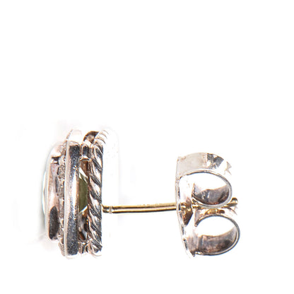 David Yurman Sterling Silver Diamond Prasiolite 7mm Petite Albion Earrings 3 of 6