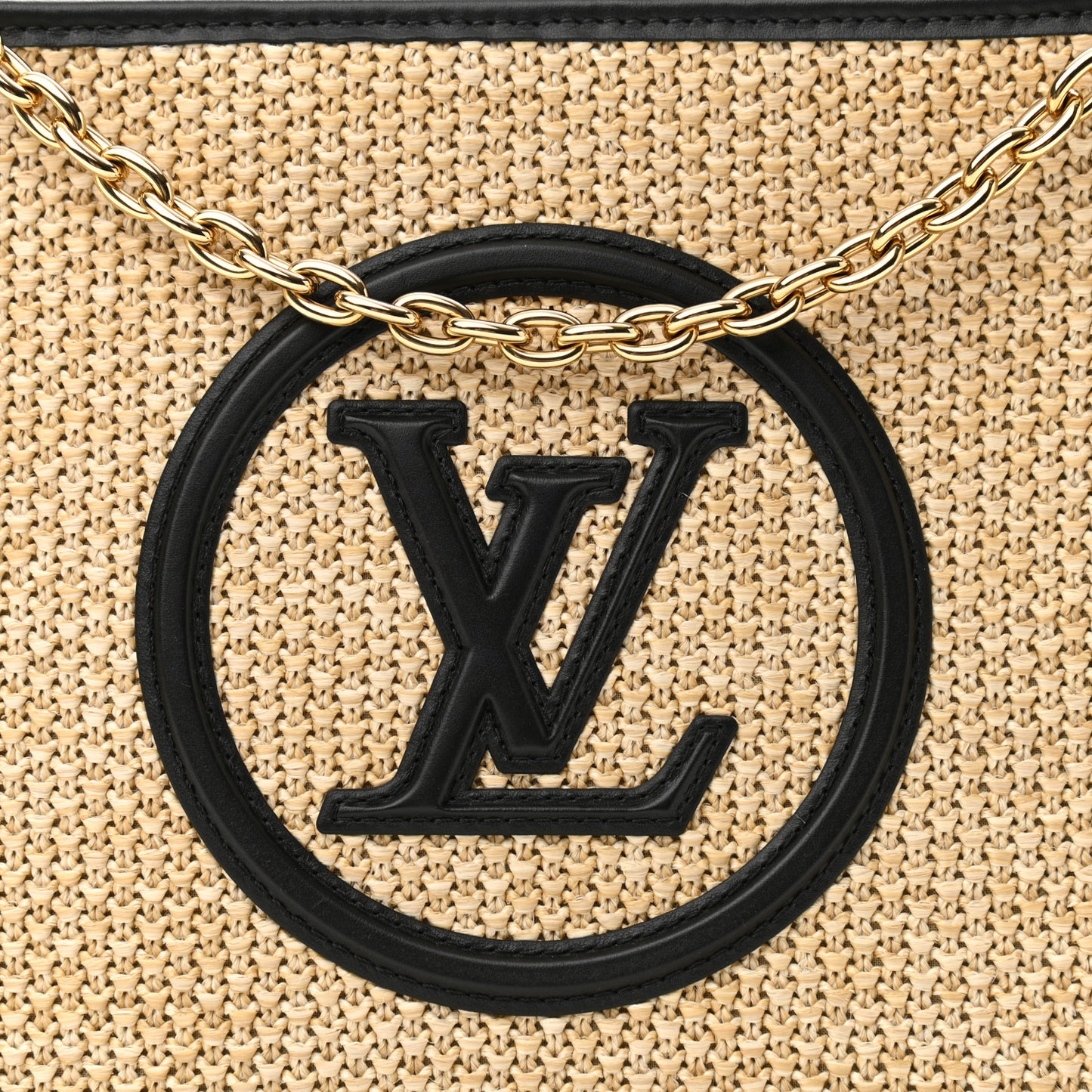 Raffia Calfskin Monogram Giant Pouch