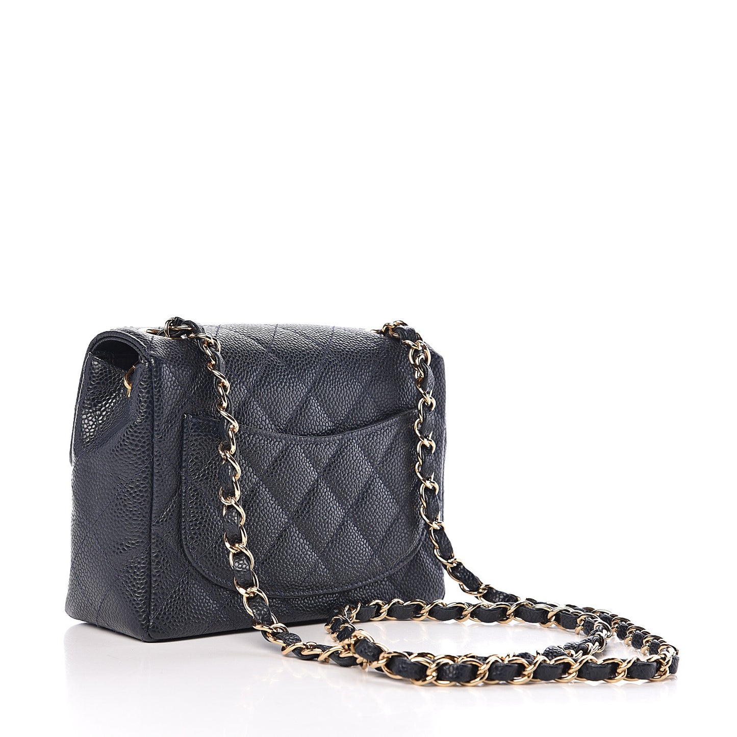 Caviar Quilted Mini Square Flap Navy
