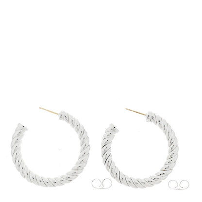 David Yurman Sterling Silver Sculpted Cable Hoop Earrings 3 of 4
