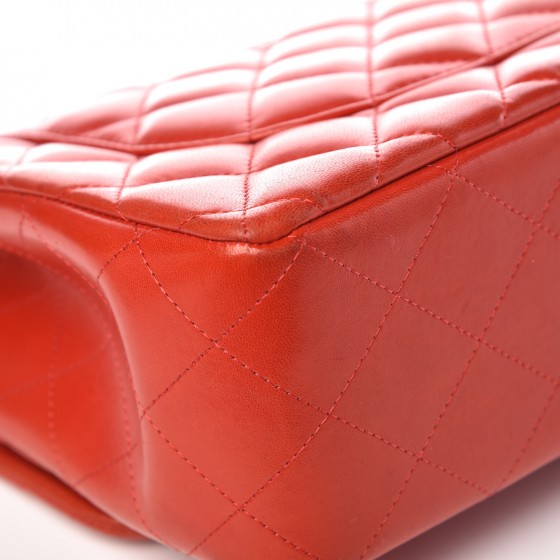 Lambskin Quilted Jumbo Double Flap Red