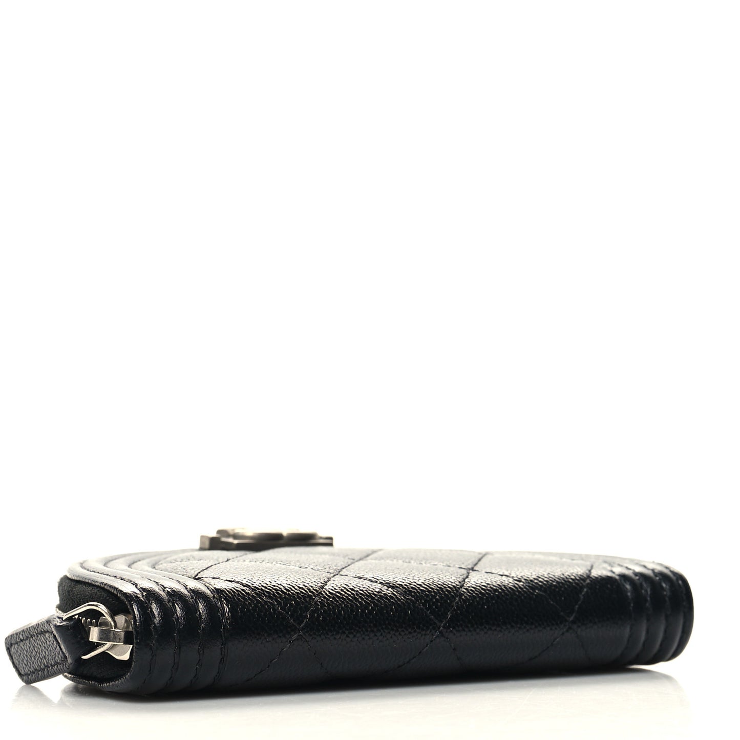 Caviar Quilted Boy Zipped Coin Purse Black
