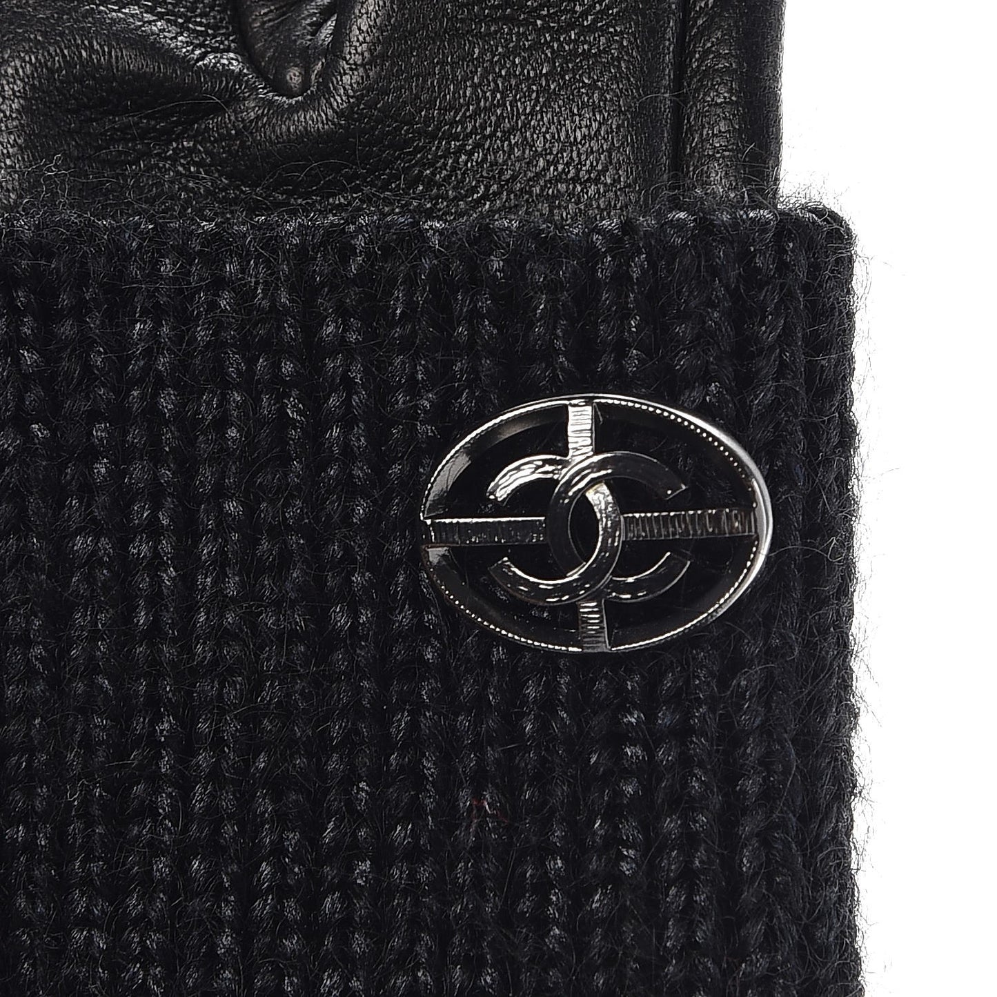 Lambskin Knit Gloves 8 Black