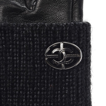 Chanel Lambskin Knit Gloves 8 Black 3 of 8