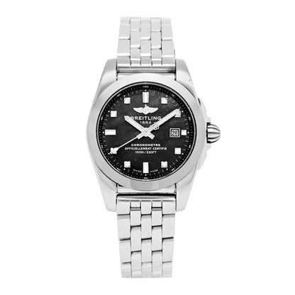 Breitling Stainless Steel Diamond Black Mother of Pearl 29mm Galactic Quartz Watch W72348 1 of 5