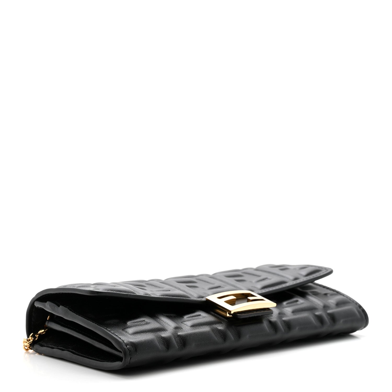 Fendi Nappa Matisse FF Embossed Continental Wallet On Chain Black Black 4 of 12
