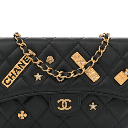 Chanel Lambskin Quilted Charm Flap Phone Holder With Chain Black 10 of 13