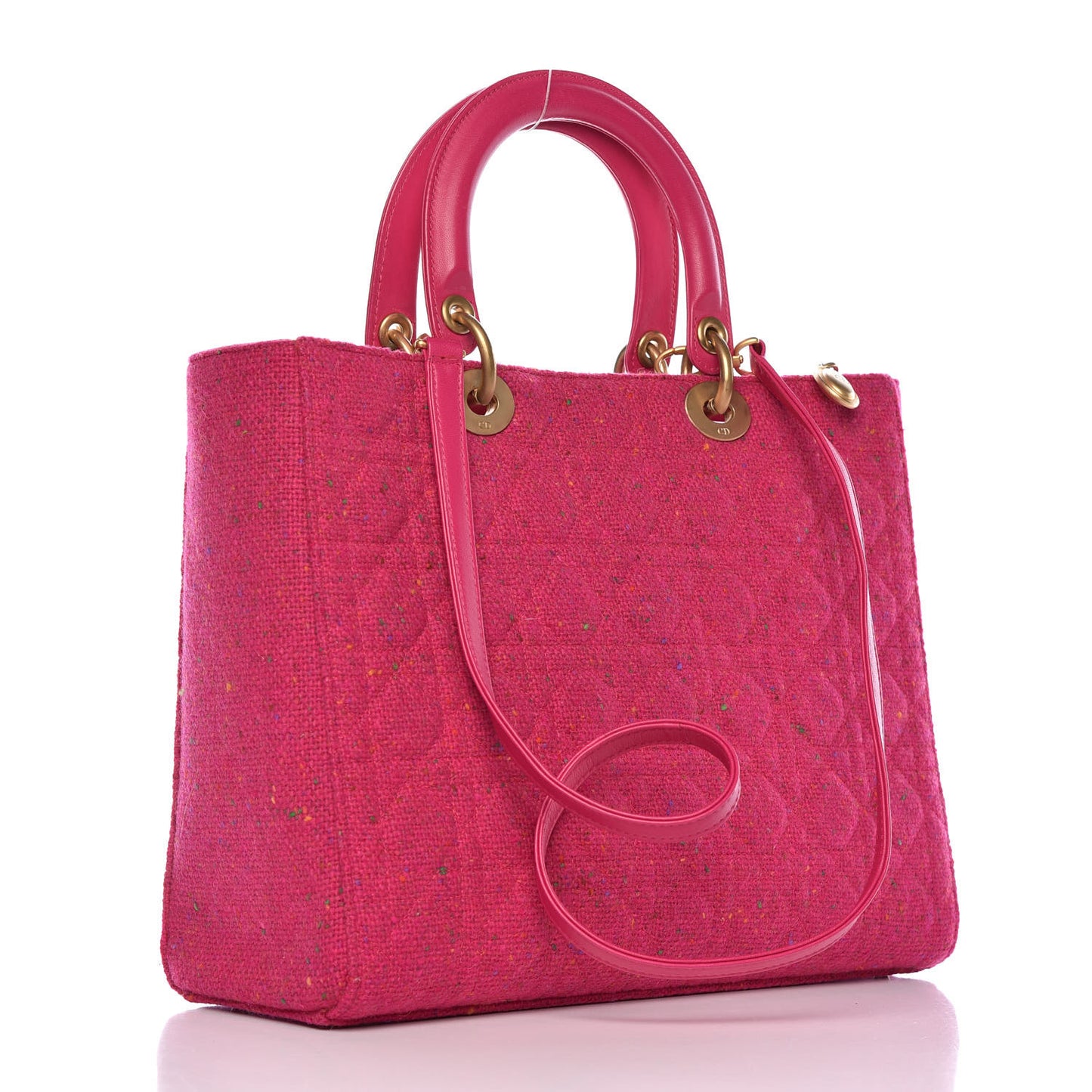 Tweed Cannage Large Lady Dior Rose Moyen