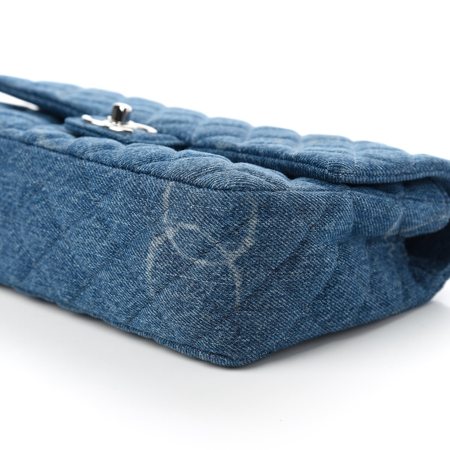 Chanel Denim Quilted CC Print Medium Single Flap Blue 7 of 11