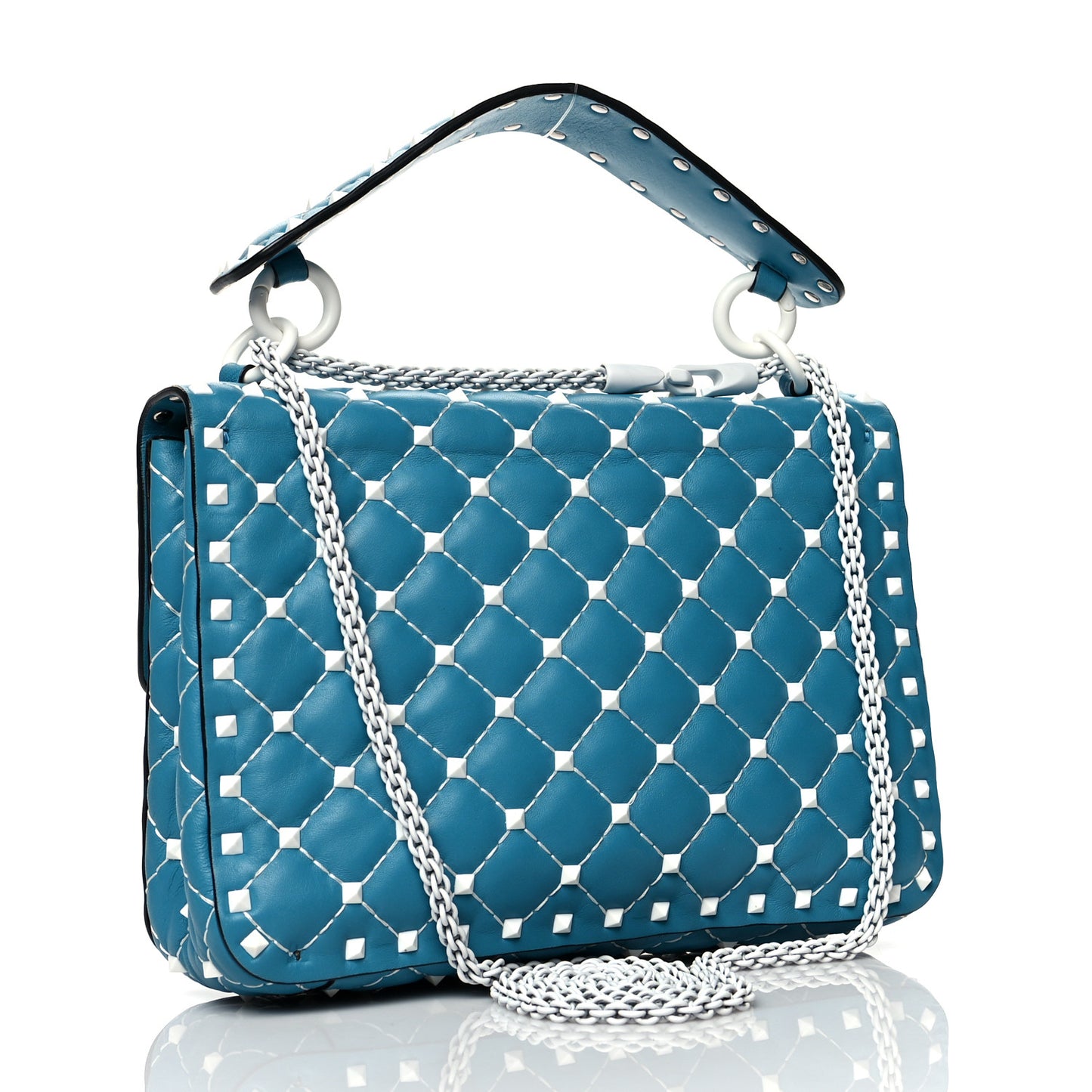 Lambskin Medium Free Rockstud Spike Shoulder Bag Cerulean