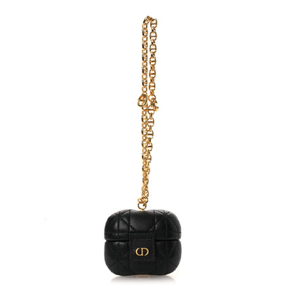 Christian Dior Supple Calfskin Cannage Caro Airpods Pro Case Black 1 of 6