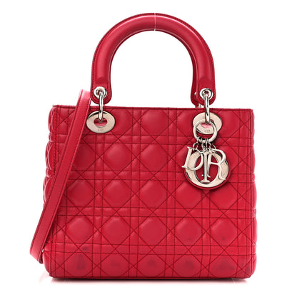 Christian Dior Lambskin Cannage Medium Lady Dior Red 1 of 11