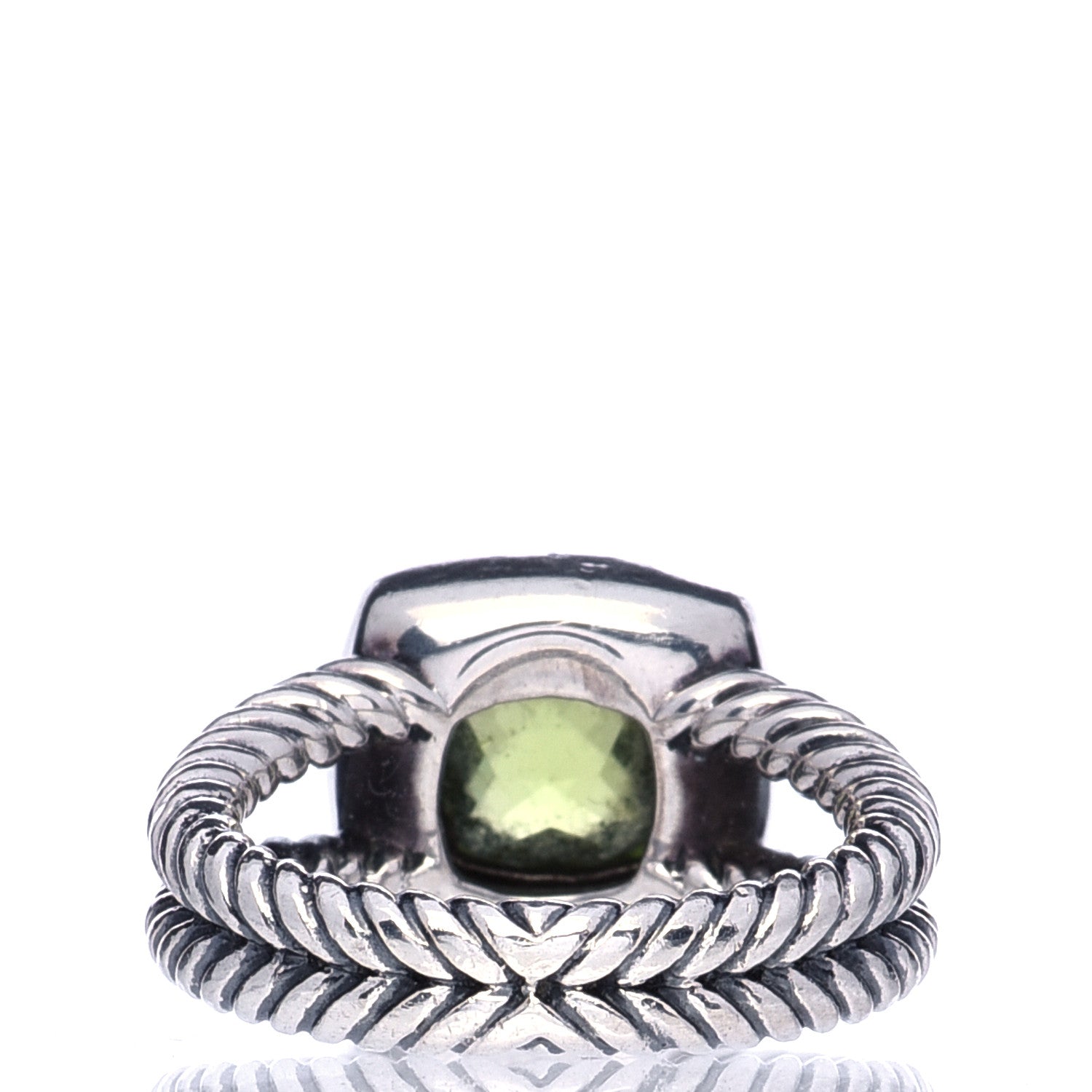 David Yurman Sterling Silver Diamond Peridot 7mm Petite Albion Ring 49 5 3 of 6