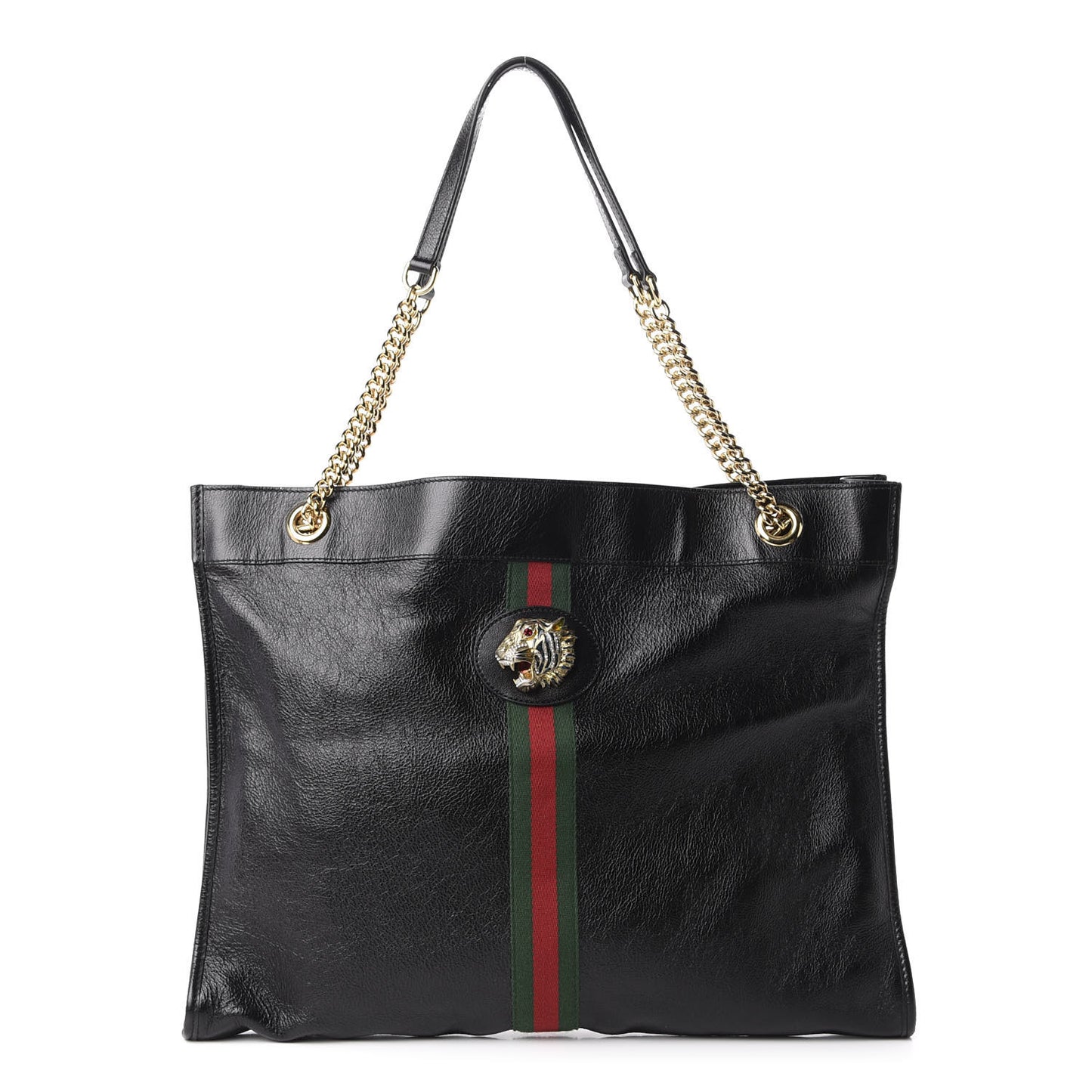 Calfskin Large Rajah Chain Tote Black