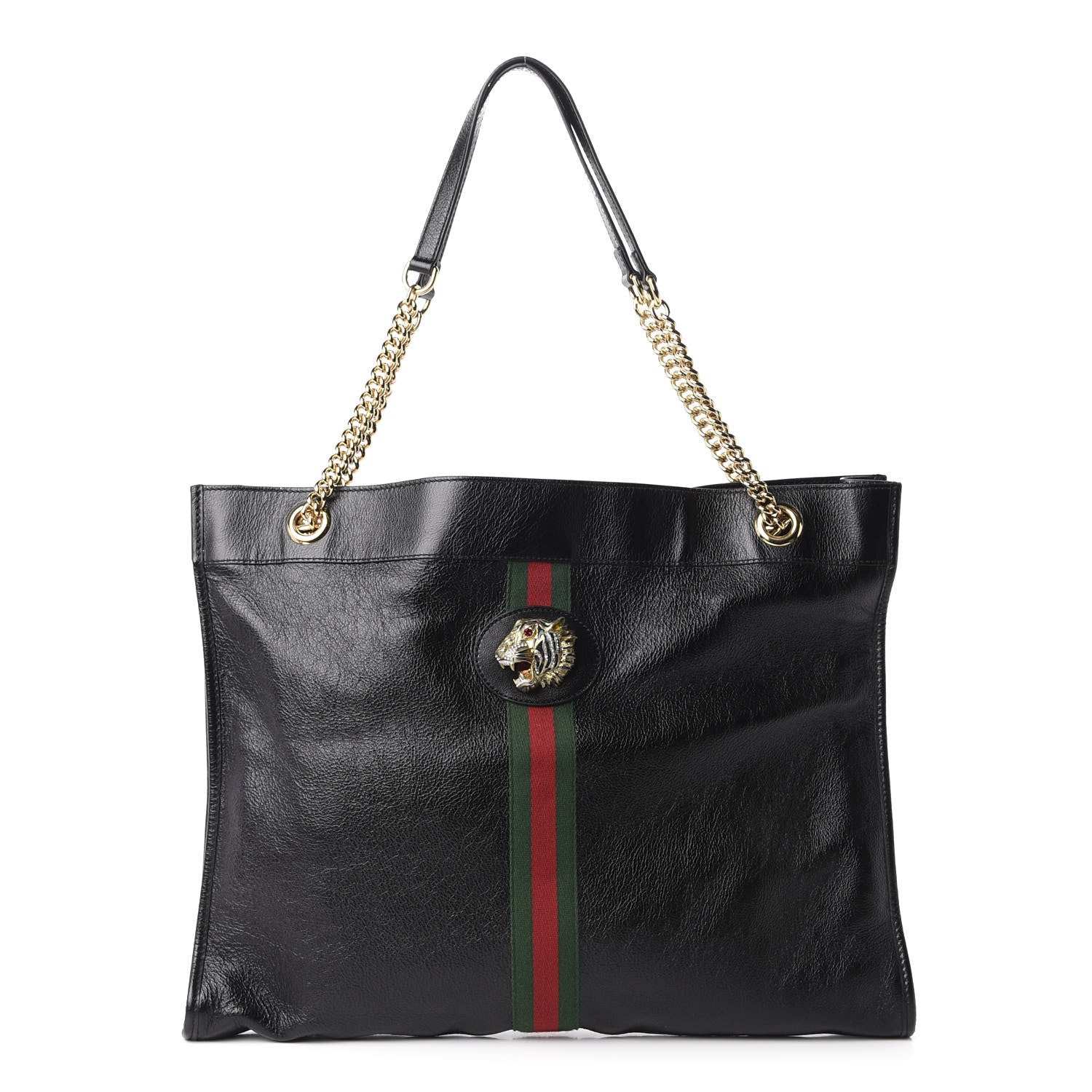 Gucci Calfskin Large Rajah Chain Tote Black 3 of 14