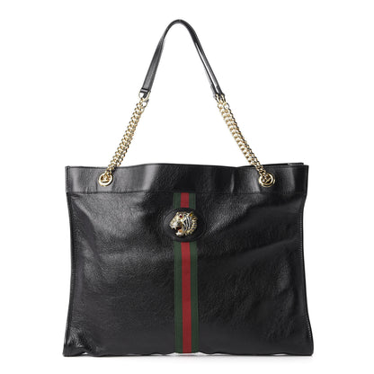 Gucci Calfskin Large Rajah Chain Tote Black 3 of 14