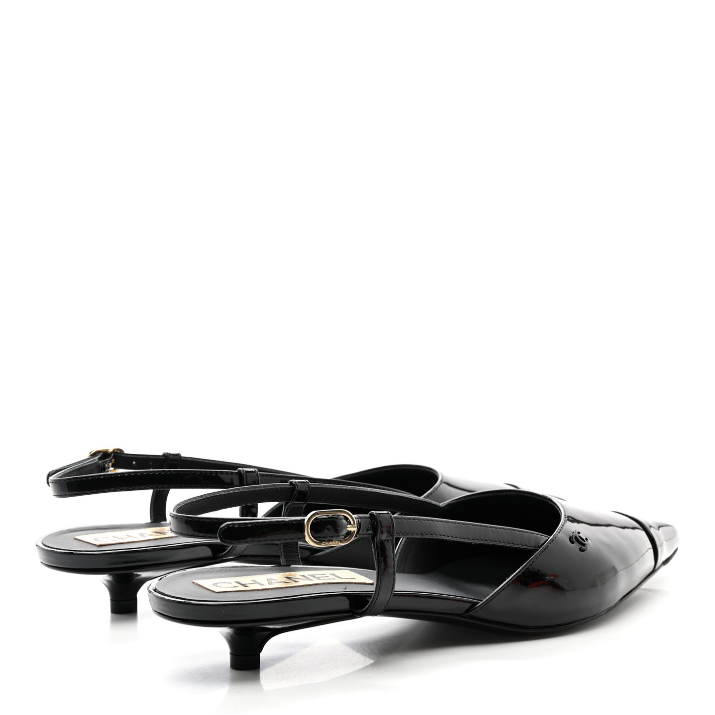 Patent CC Low Heel Slingback 38 Black