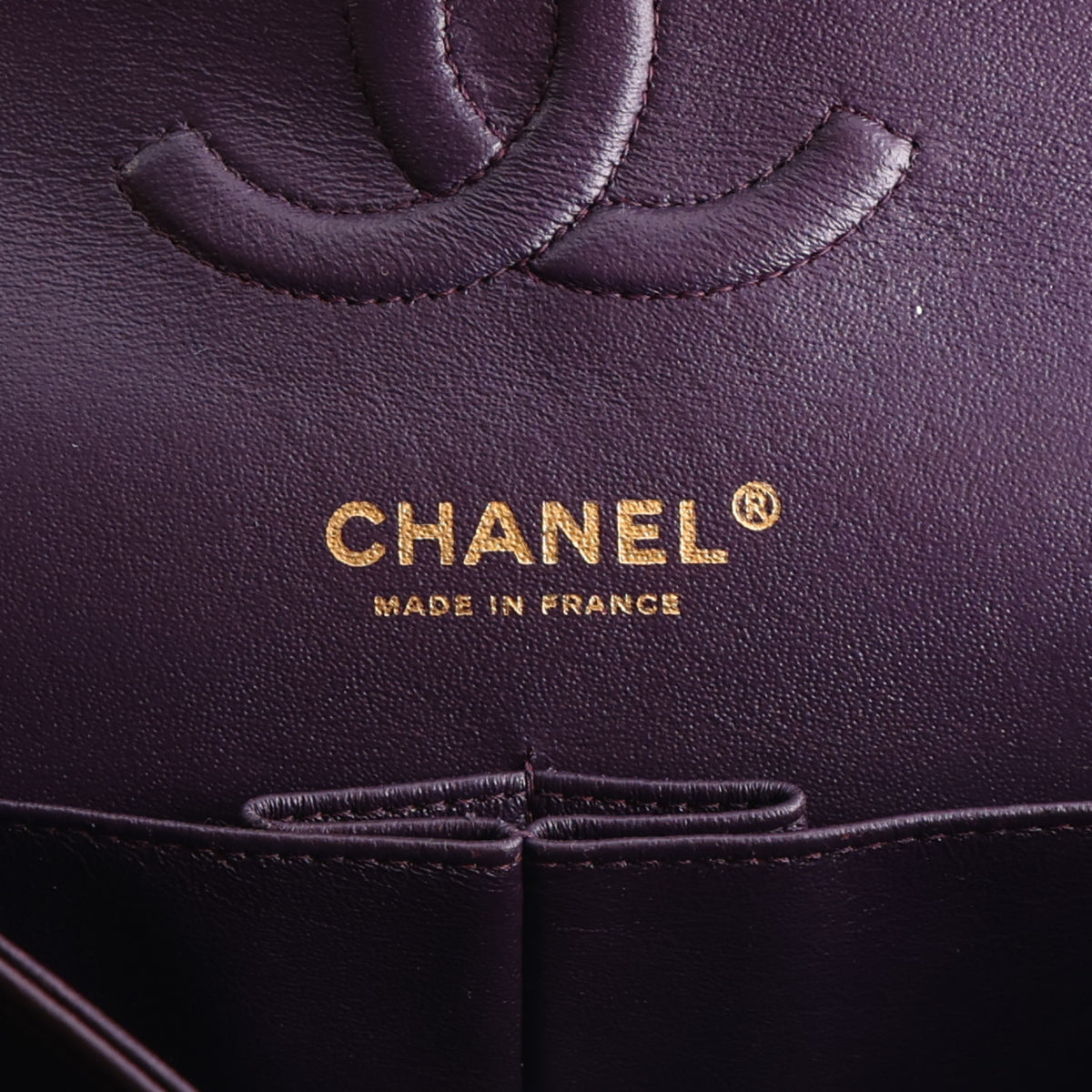 Lambskin Quilted Medium Double Flap Dark Purple