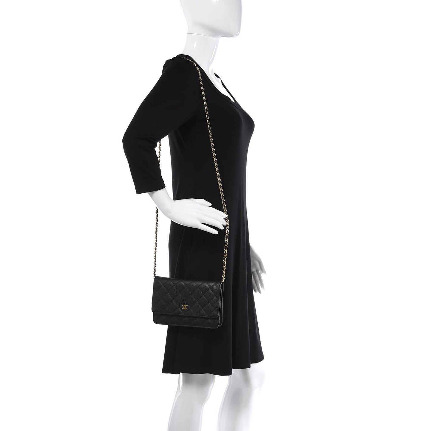 Caviar Quilted Wallet On Chain WOC Black