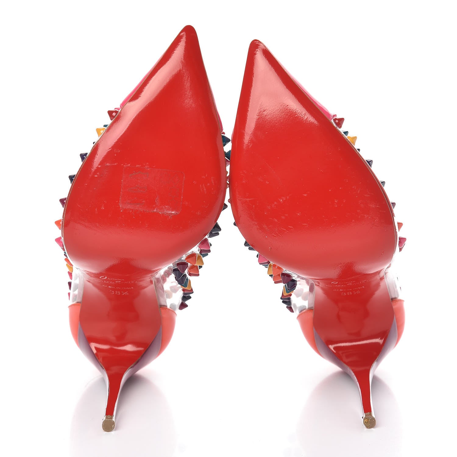 Christian Louboutin Patent PVC Spike Me 100 Pumps 38.5 Pinky 5 of 9