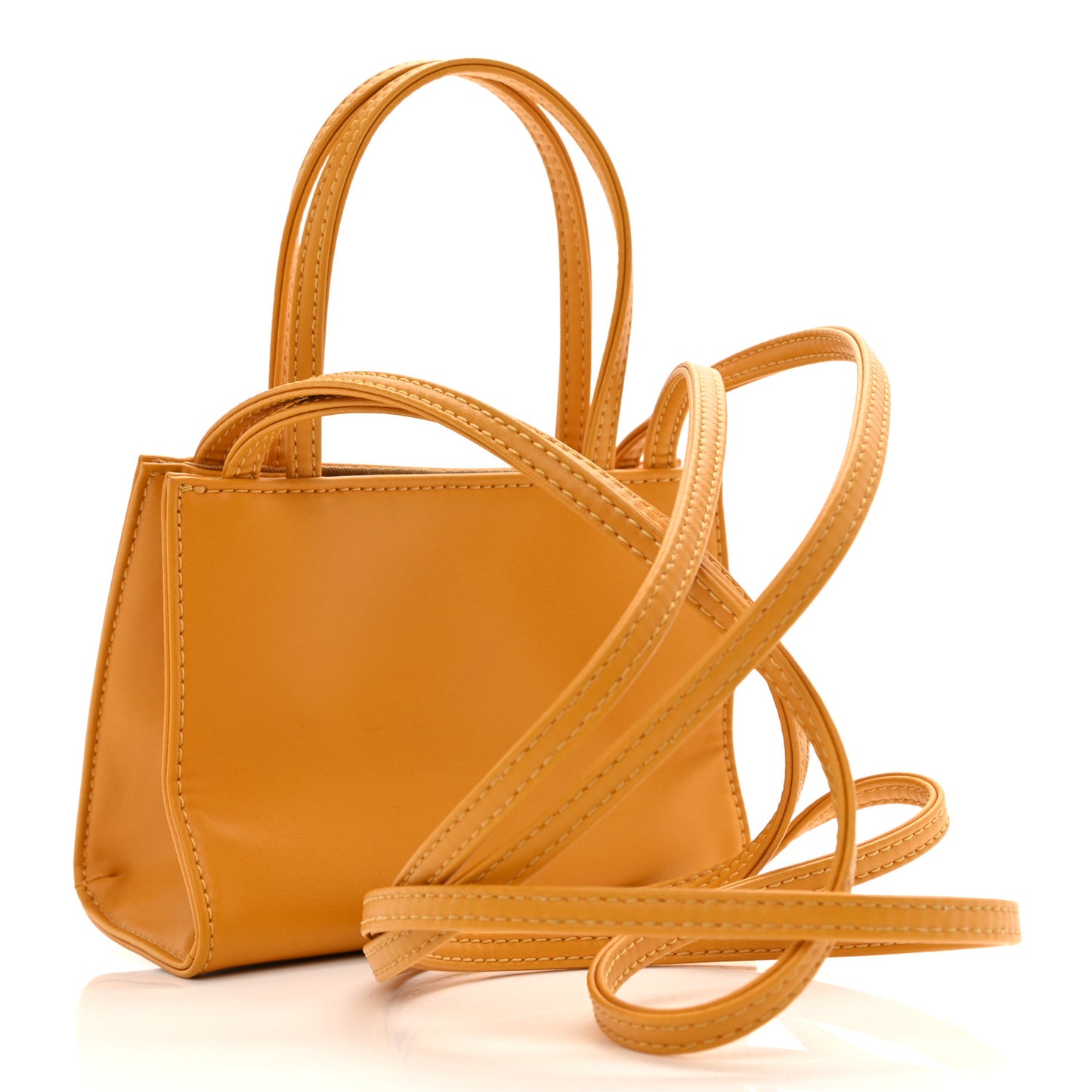 Vegan Leather Small Shopping Bag Mustard