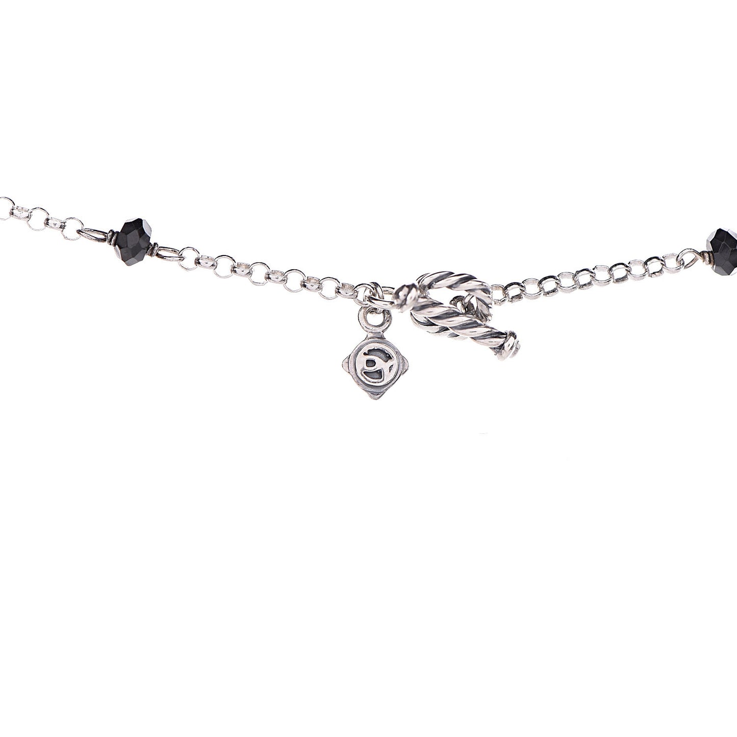 Sterling Silver Black Onyx Station Chain Necklace
