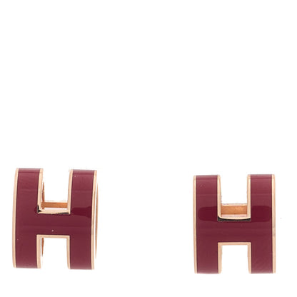 Hermes Rose Gold Lacquered Pop H Earrings Rouge H 1 of 5