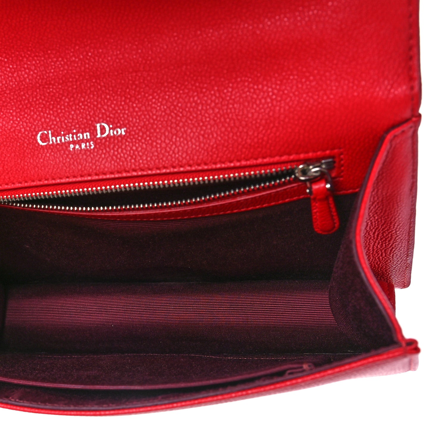 Grained Calfskin Medium Diorama Flap Bag Red