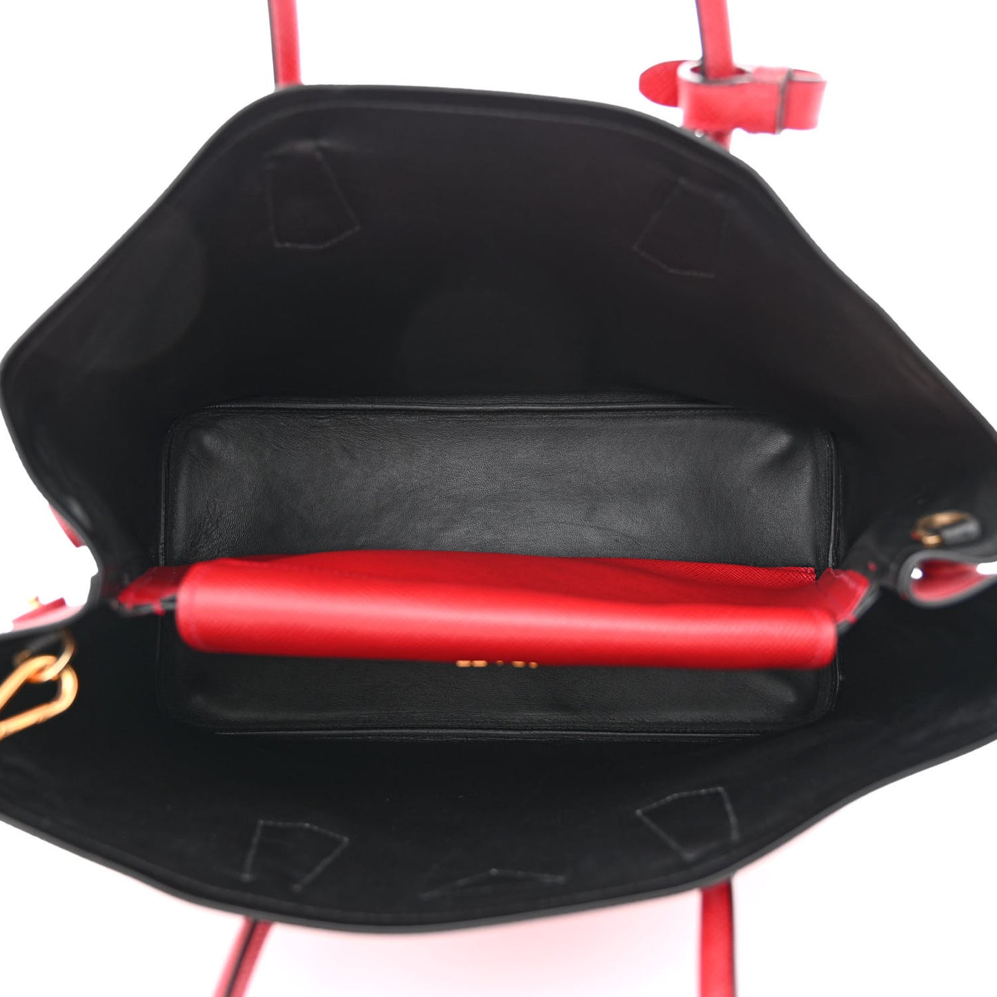 Saffiano Cuir Large Double Bag Fuoco Black