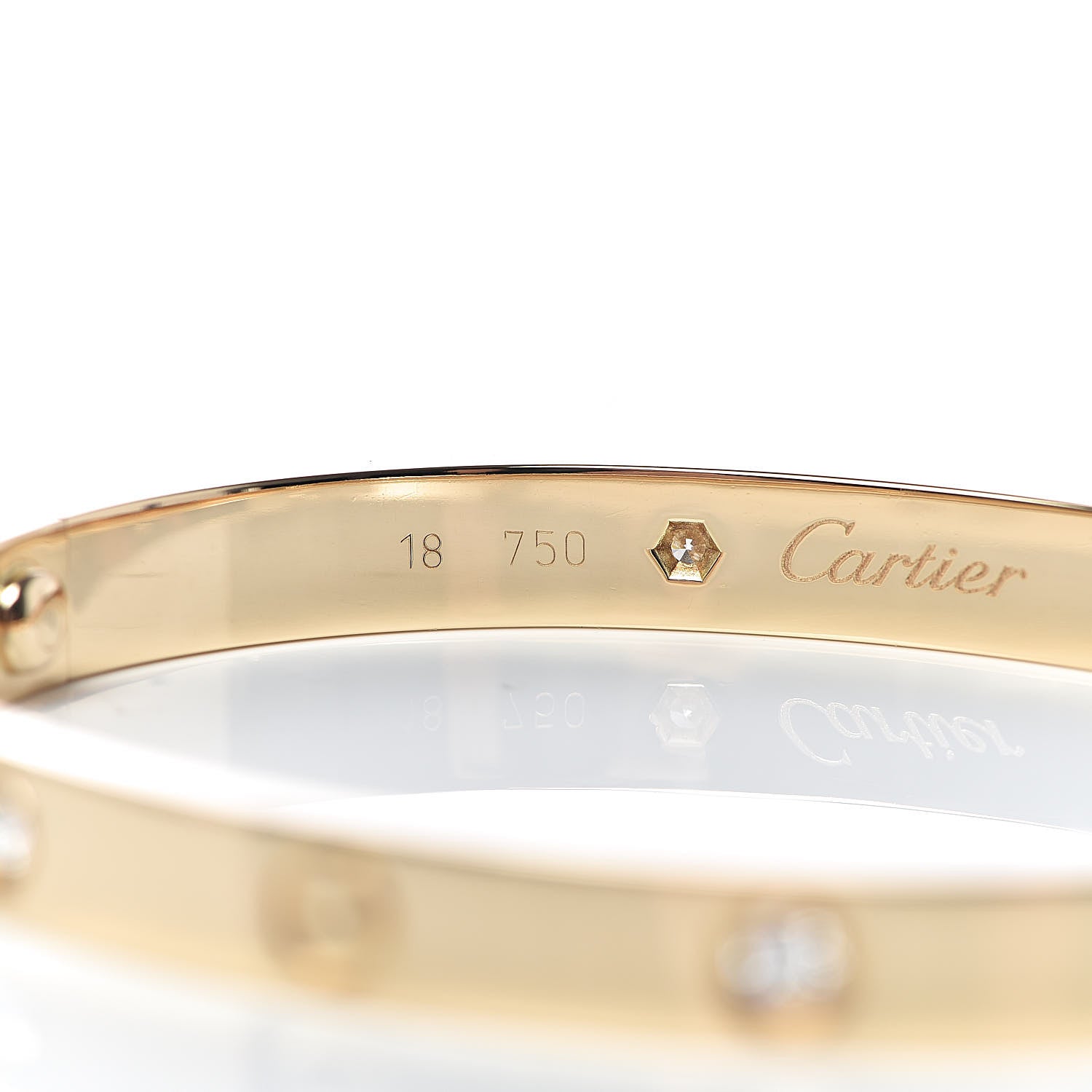Cartier 18K Yellow Gold 4 Diamond LOVE Bracelet 18 4 of 7