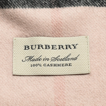 Burberry Cashmere Giant Heritage Check Fringe Scarf Ash Rose 9 of 11