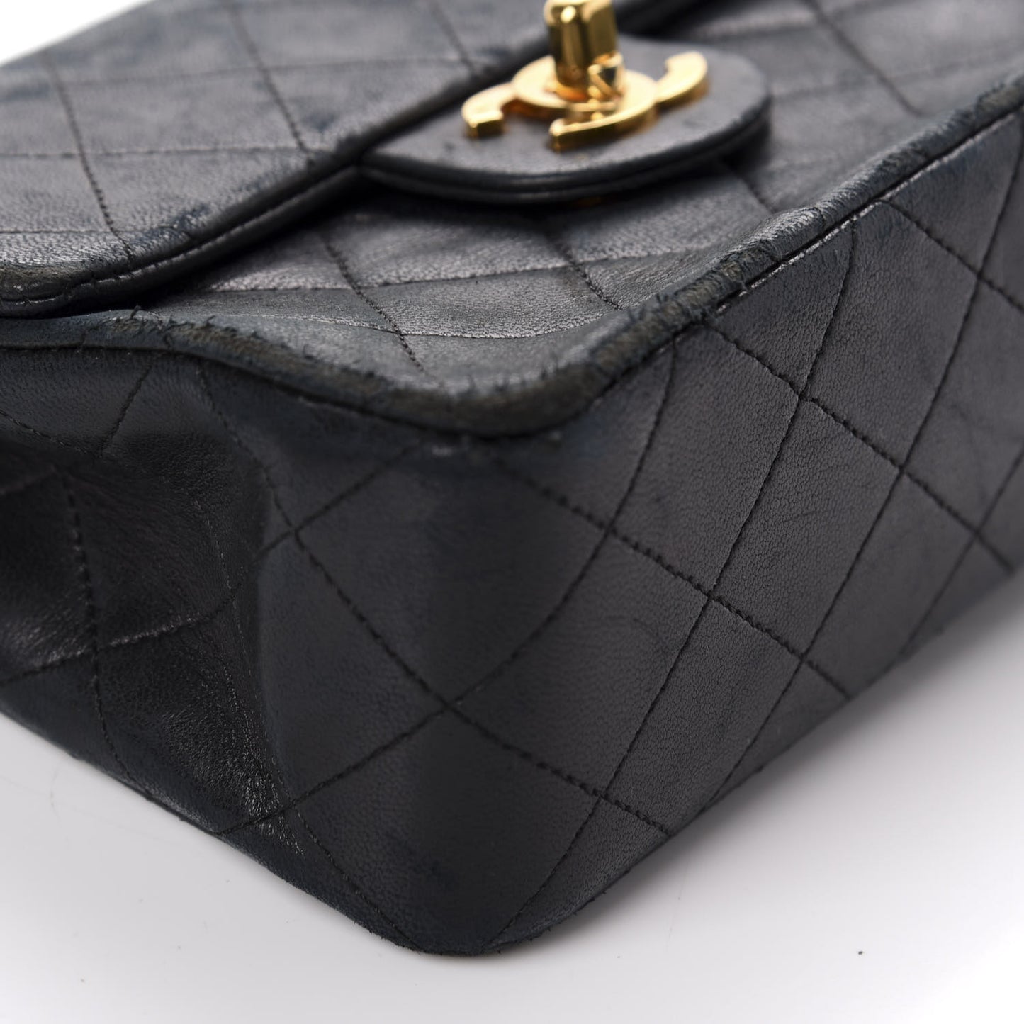 Lambskin Quilted Mini Square Flap Bag Black