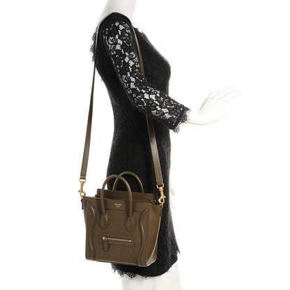 Celine Smooth Calfskin Nano Luggage Khaki 2 of 9