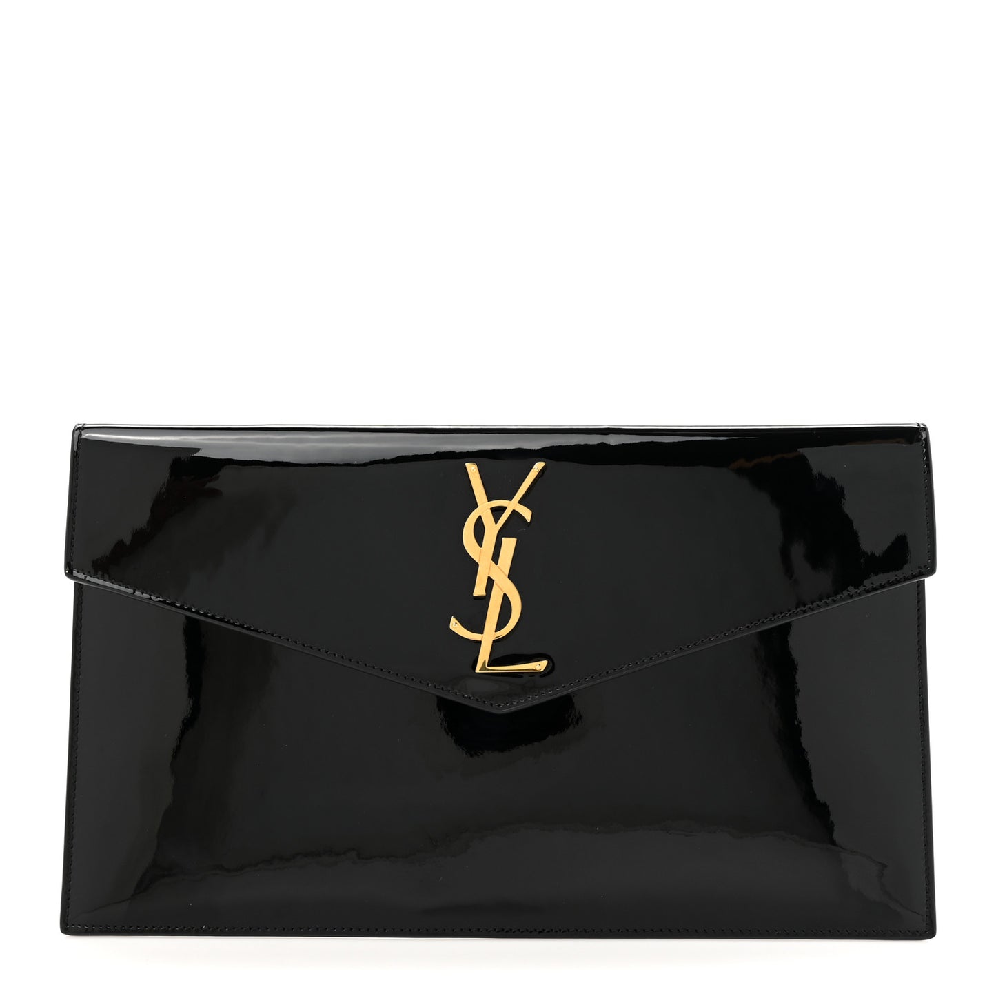 Patent Calfskin Monogram Uptown Clutch Black