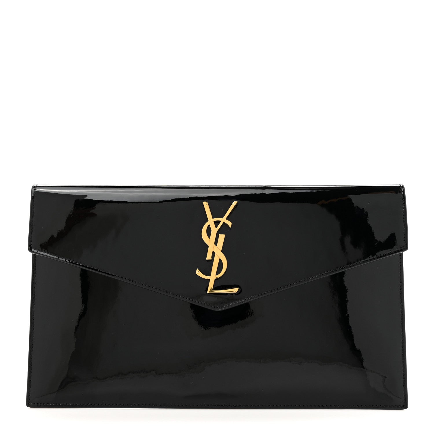 Saint Laurent Patent Calfskin Monogram Uptown Clutch Black 1 of 7