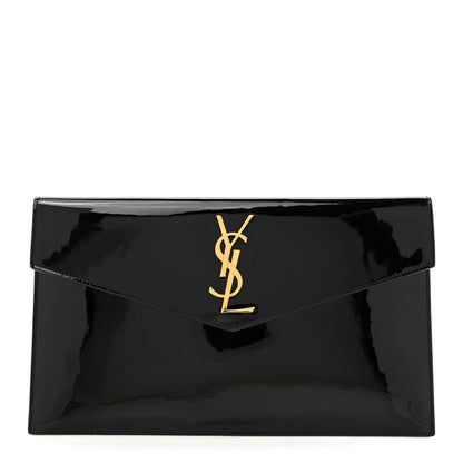 Saint Laurent Patent Calfskin Monogram Uptown Clutch Black 1 of 7