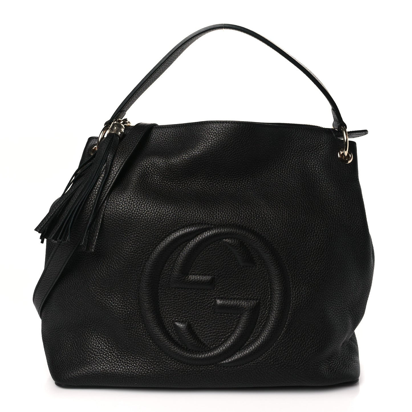 Pebbled Calfskin Large Soho Hobo Black