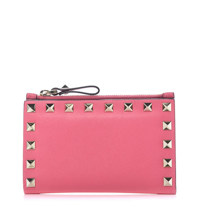 Valentino Garavani Vitello Rockstud Coin Case Card Holder Shadow Pink 1 of 9