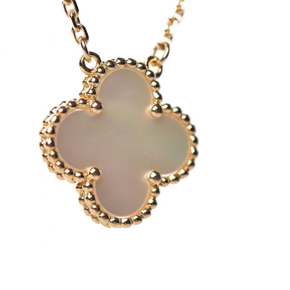 Van Cleef & Arpels 18K Yellow Gold Mother of Pearl Vintage Alhambra Pendant Necklace 8 of 8